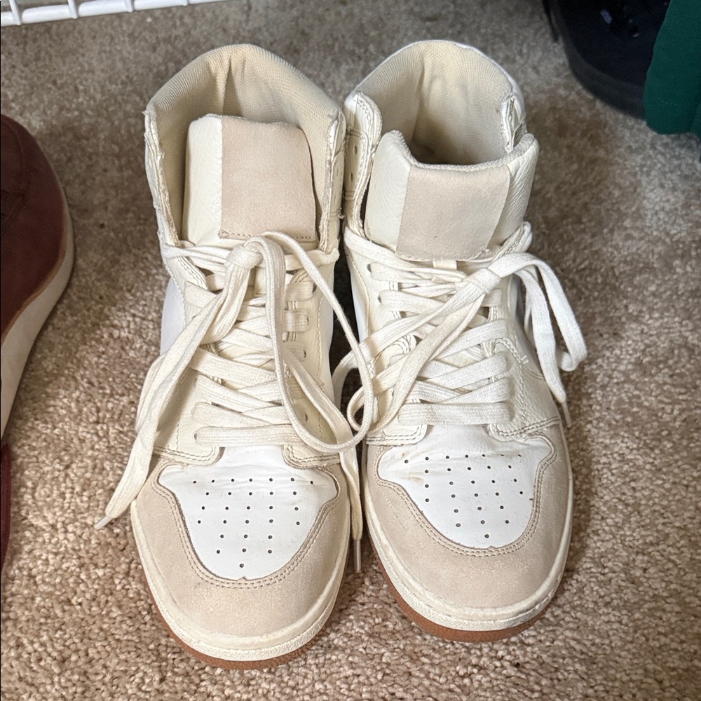 BECCA Cream and Tan High-Top Sneakers